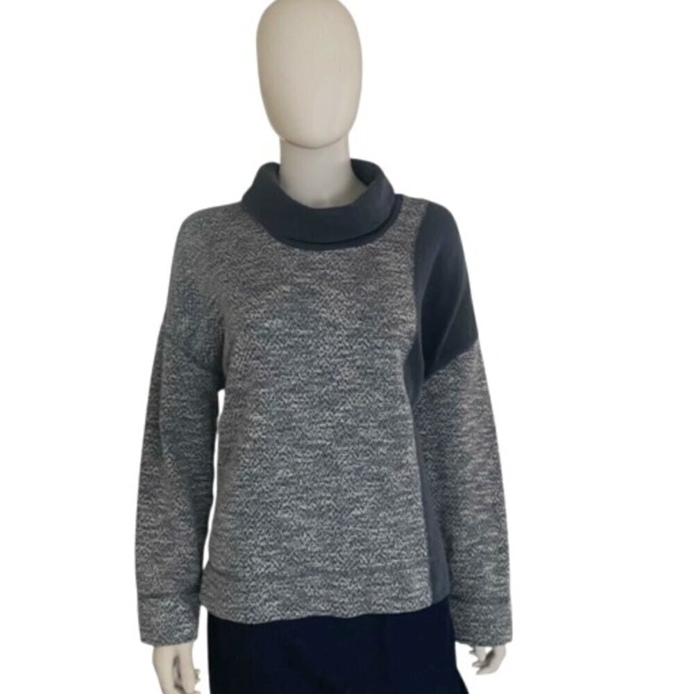 J. Jill Blue Marled Colorblock Cowl Neck Pullover Medium